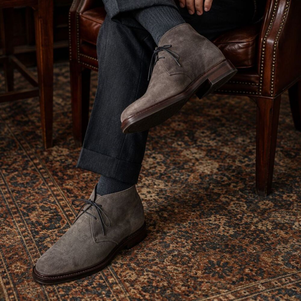 Allen Edmonds Gray Tate Chukka Anthracite Suede Leather Boots   Mens Size 11